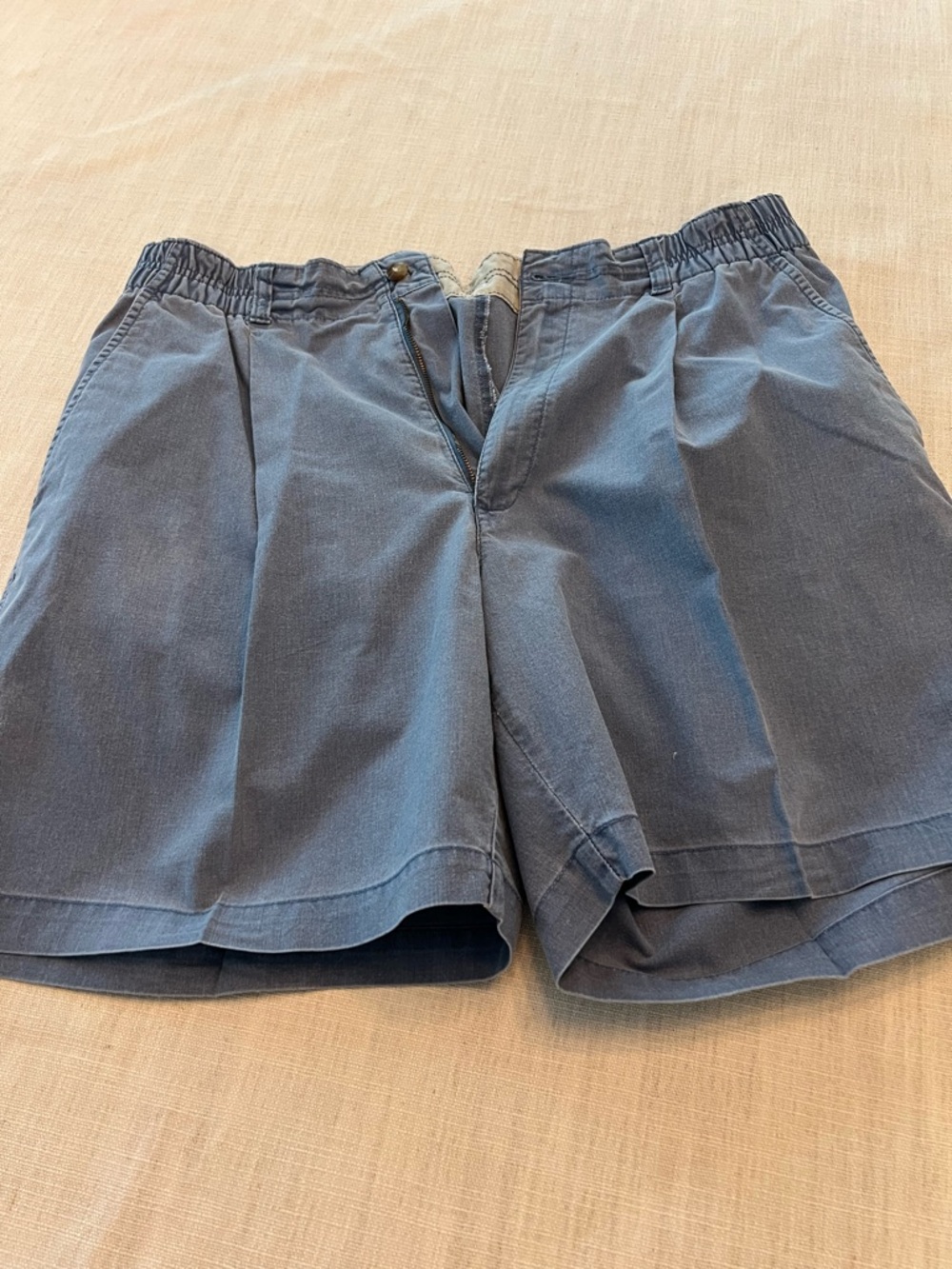 Men's Classic Elastic Waist Cotton Shorts - Blue Size 36 Like New